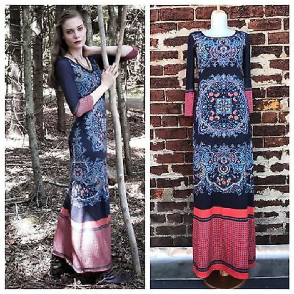 Anthropologie - Dream Daily - Navy Boho Dress